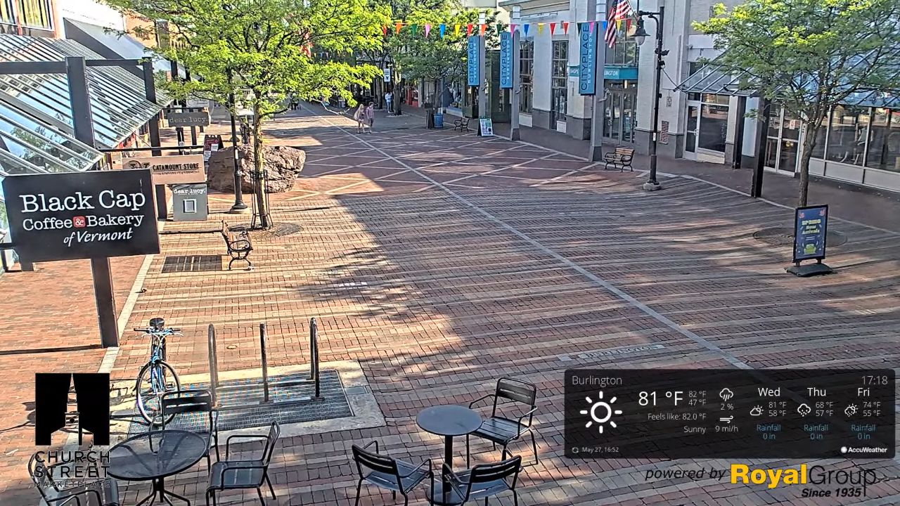 Church Street Marketplace Burlington, Vermont Webcam Video