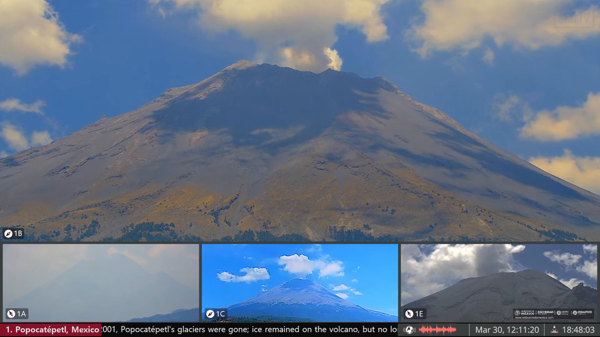 Popocatépetl Volcano Live Webcam in Mexico City, Mexico